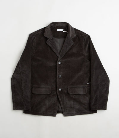 Letter Graphic Striped Trim Drop Shoulder Corduroy Varsity Jacket – Rimeo
