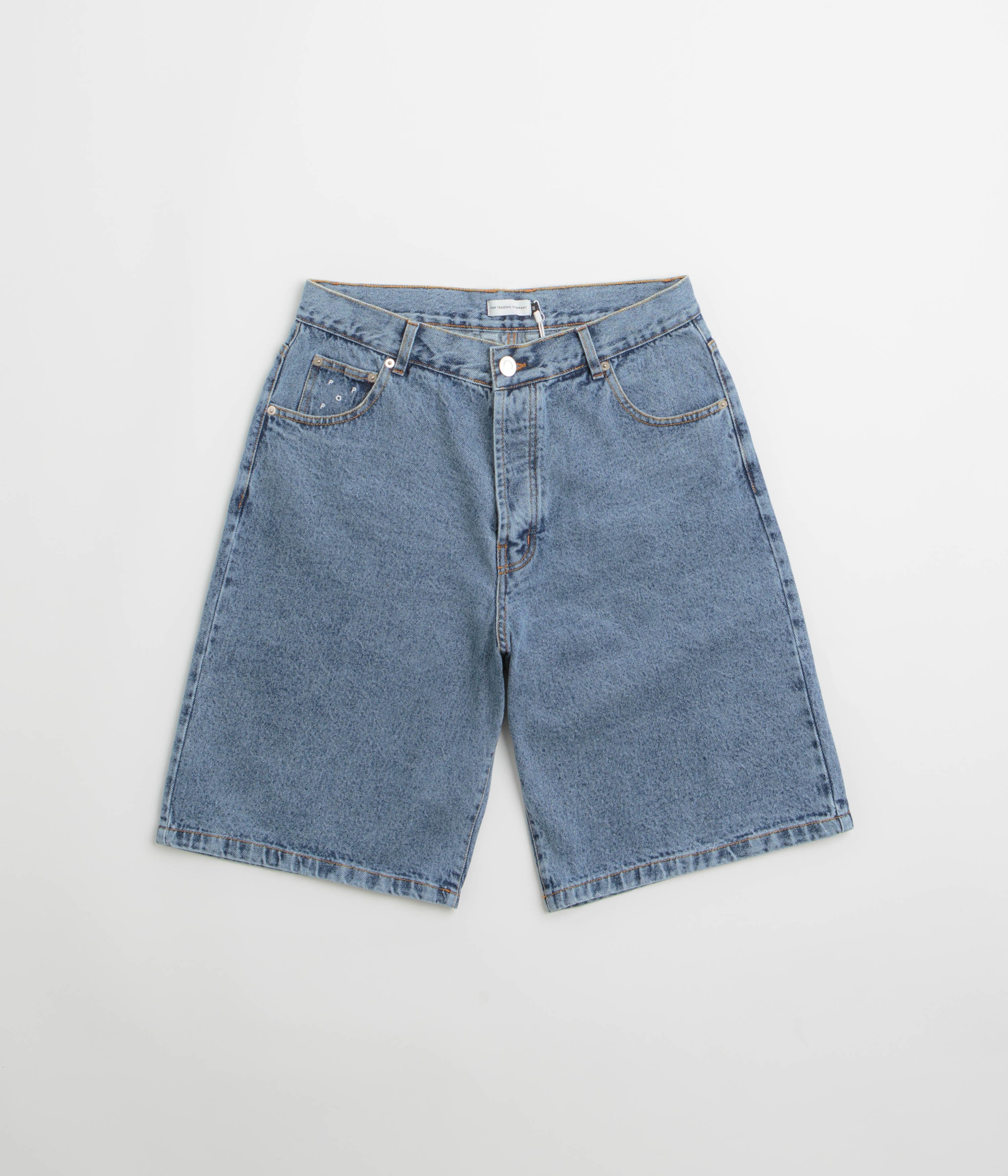 Pop Trading Company DRS Denim Shorts in Stone Washed