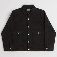Pop Trading Company Full Button Denim Jacket in Rinsed Black thumbnail