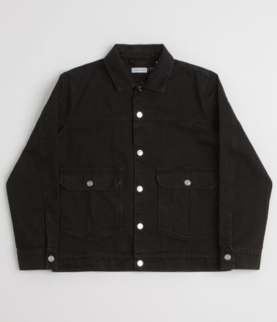 Pop Trading Company Full Button Denim Jacket in Rinsed Black