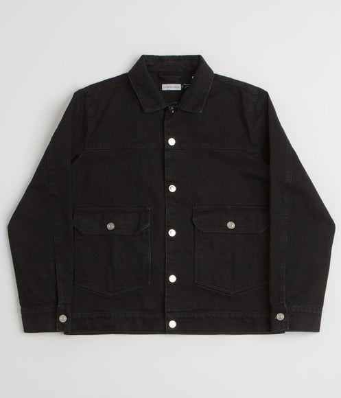 Pop Trading Company Full Button Denim Jacket - Rinsed Black