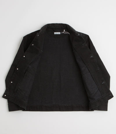Pop Trading Company Full Button Denim Jacket in Rinsed Black
