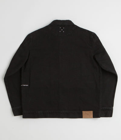 Pop Trading Company Full Button Denim Jacket in Rinsed Black