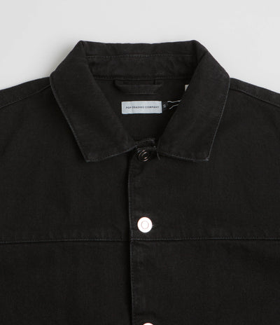 Pop Trading Company Full Button Denim Jacket in Rinsed Black