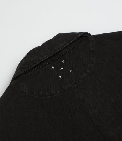 Pop Trading Company Full Button Denim Jacket in Rinsed Black
