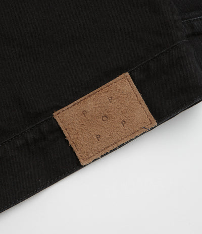 Pop Trading Company Full Button Denim Jacket in Rinsed Black