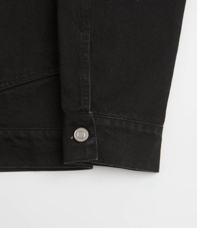 Pop Trading Company Full Button Denim Jacket in Rinsed Black