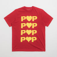 Pop Trading Company Hearts T-Shirt in Haute Red thumbnail