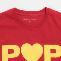 Pop Trading Company Hearts T-Shirt in Haute Red thumbnail