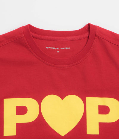 Pop Trading Company Hearts T-Shirt in Haute Red