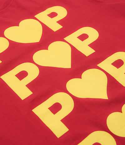 Pop Trading Company Hearts T-Shirt in Haute Red