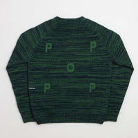 Pop Trading Company Knitted Melange Logo Crewneck Sweatshirt - Navy / Juniper thumbnail