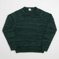 Pop Trading Company Knitted Melange Logo Crewneck Sweatshirt - Navy / Juniper thumbnail