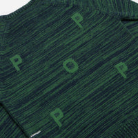 Pop Trading Company Knitted Melange Logo Crewneck Sweatshirt - Navy / Juniper thumbnail
