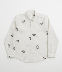 Pop Trading Company Letters Striped Pop Shirt in White Linen