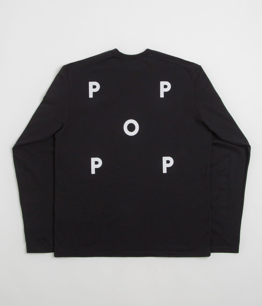 Pop Trading Company Logo Long Sleeve T-Shirt in Black and White