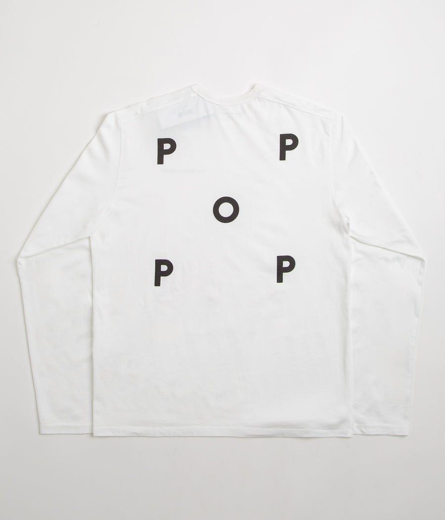 Pop Trading Company Logo Long Sleeve T-Shirt in White and Black