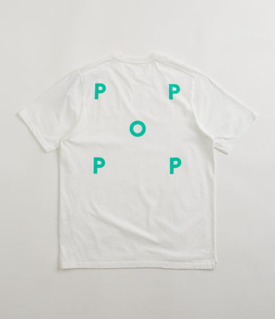 Pop Trading Company Logo T-Shirt - White / Peacock Green
