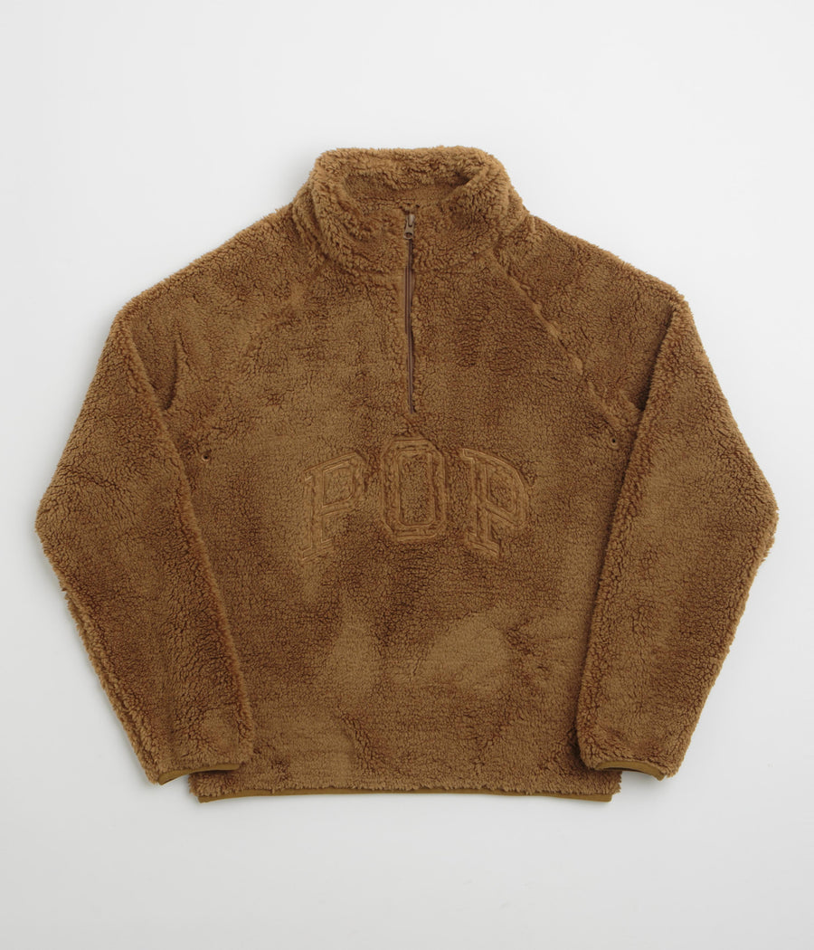 Pop Trading Company Polar 1/2 Zip Fleece Sweatshirt in Bison