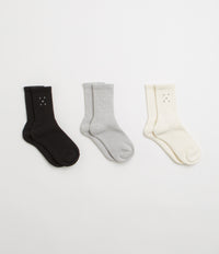 Pop Trading Company Socks (3 Pack) in Off White and Black / Grey