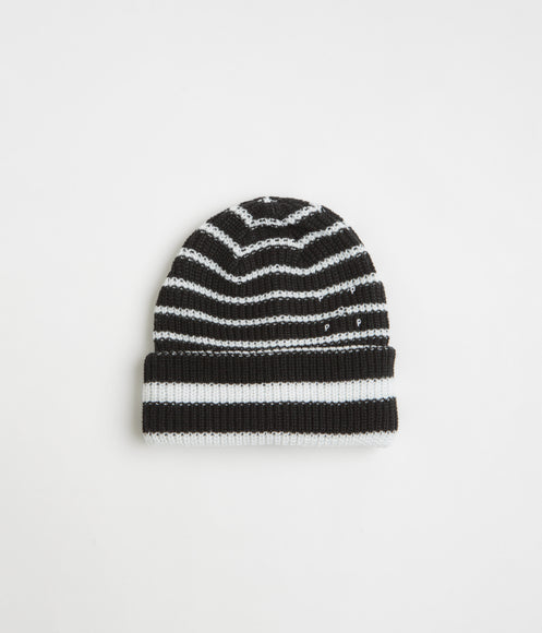 Pop Trading Company Striped Beanie - Black / White