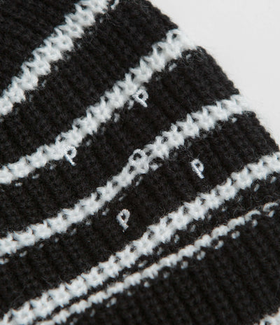 Pop Trading Company Striped Beanie in Black and White