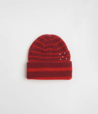 Pop Trading Company Striped Beanie in Fudge and Goji Berry