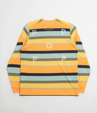 Pop Trading Company Striped Logo Long Sleeve T-Shirt in Yellow and Multicolour