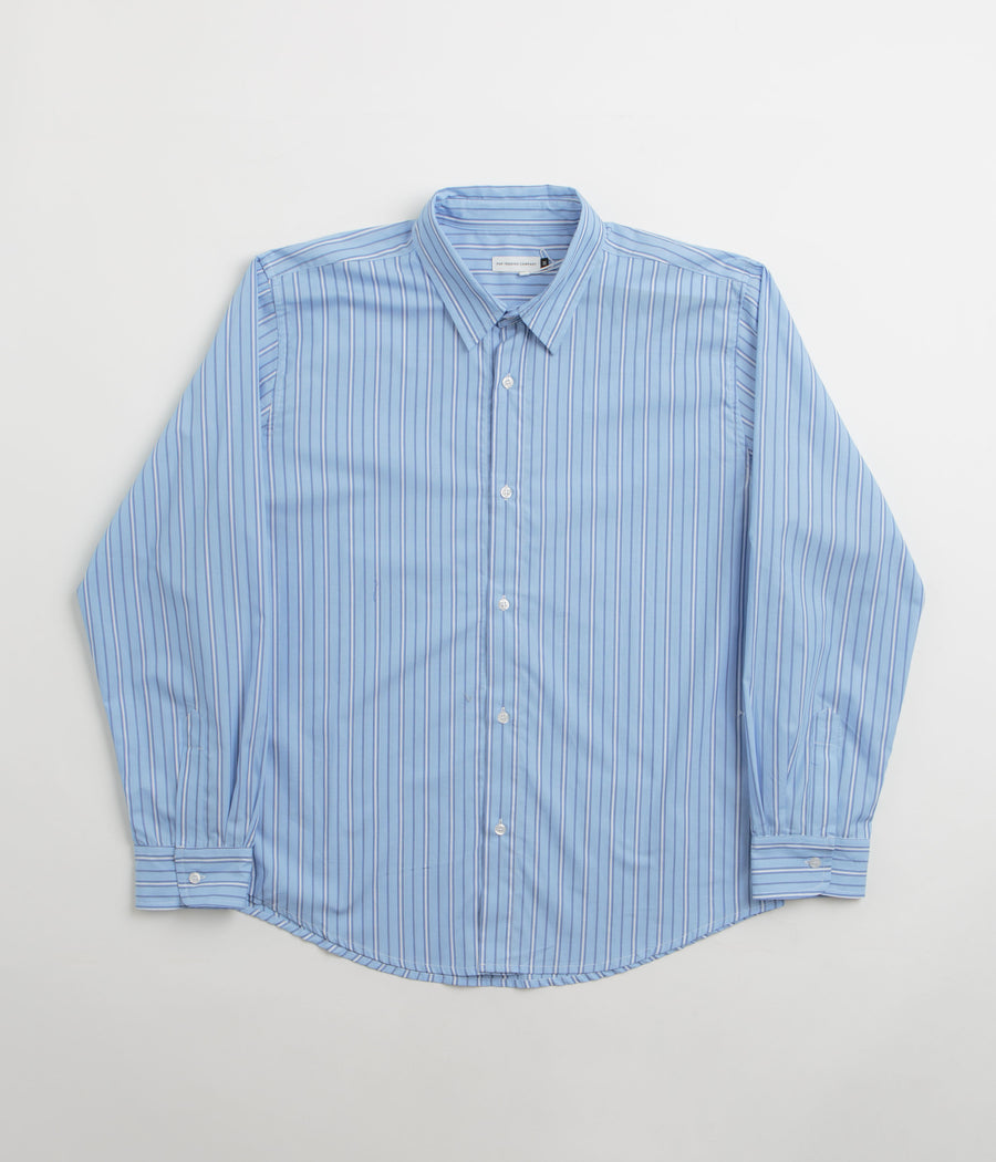 Pop Trading Company Striped Logo Shirt in Blue