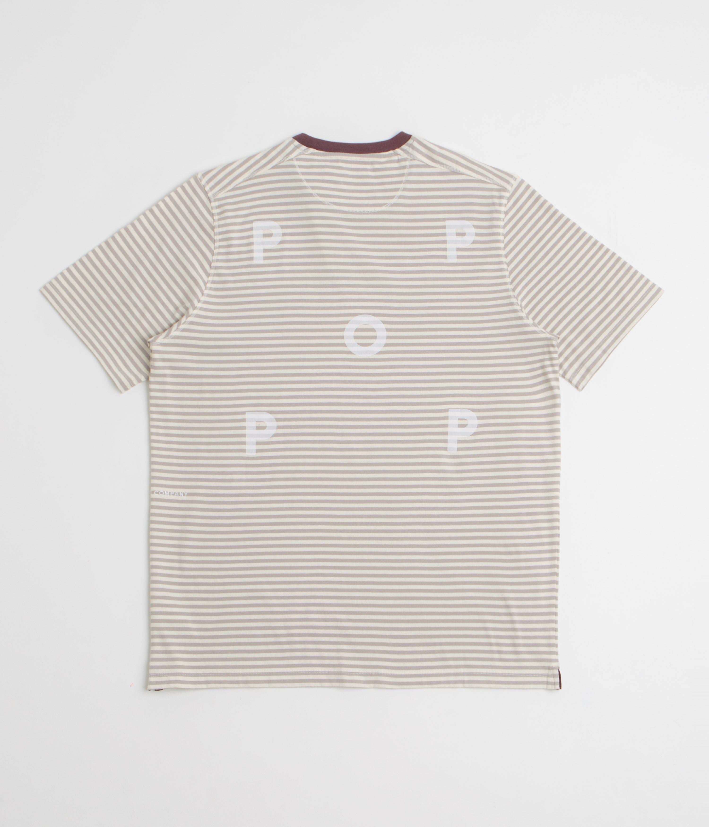 Pop Trading Company Striped Logo T-Shirt in Quarry