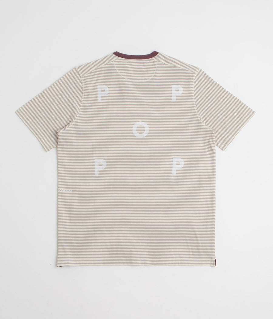 Pop Trading Company Striped Logo T-Shirt in Quarry