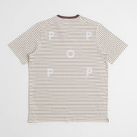 Pop Trading Company Striped Logo T-Shirt in Quarry thumbnail