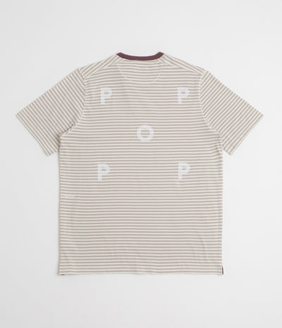 Pop Trading Company Striped Logo T-Shirt in Quarry