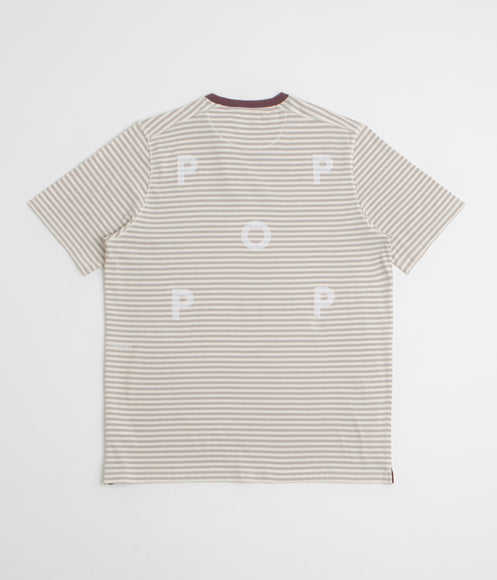 Pop Trading Company Striped Logo T-Shirt - Quarry
