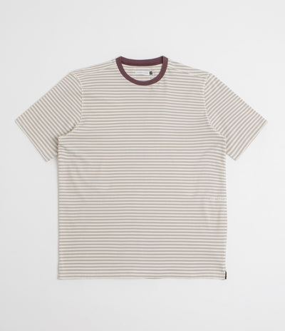 Pop Trading Company Striped Logo T-Shirt in Quarry