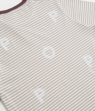 Pop Trading Company Striped Logo T-Shirt in Quarry