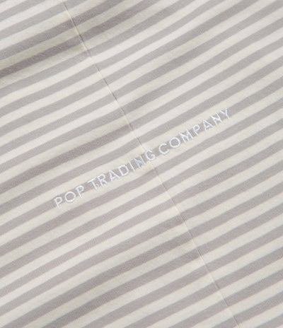 Pop Trading Company Striped Logo T-Shirt in Quarry