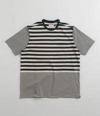 Pop Trading Company Striped Pocket T-Shirt in Navy and Off White