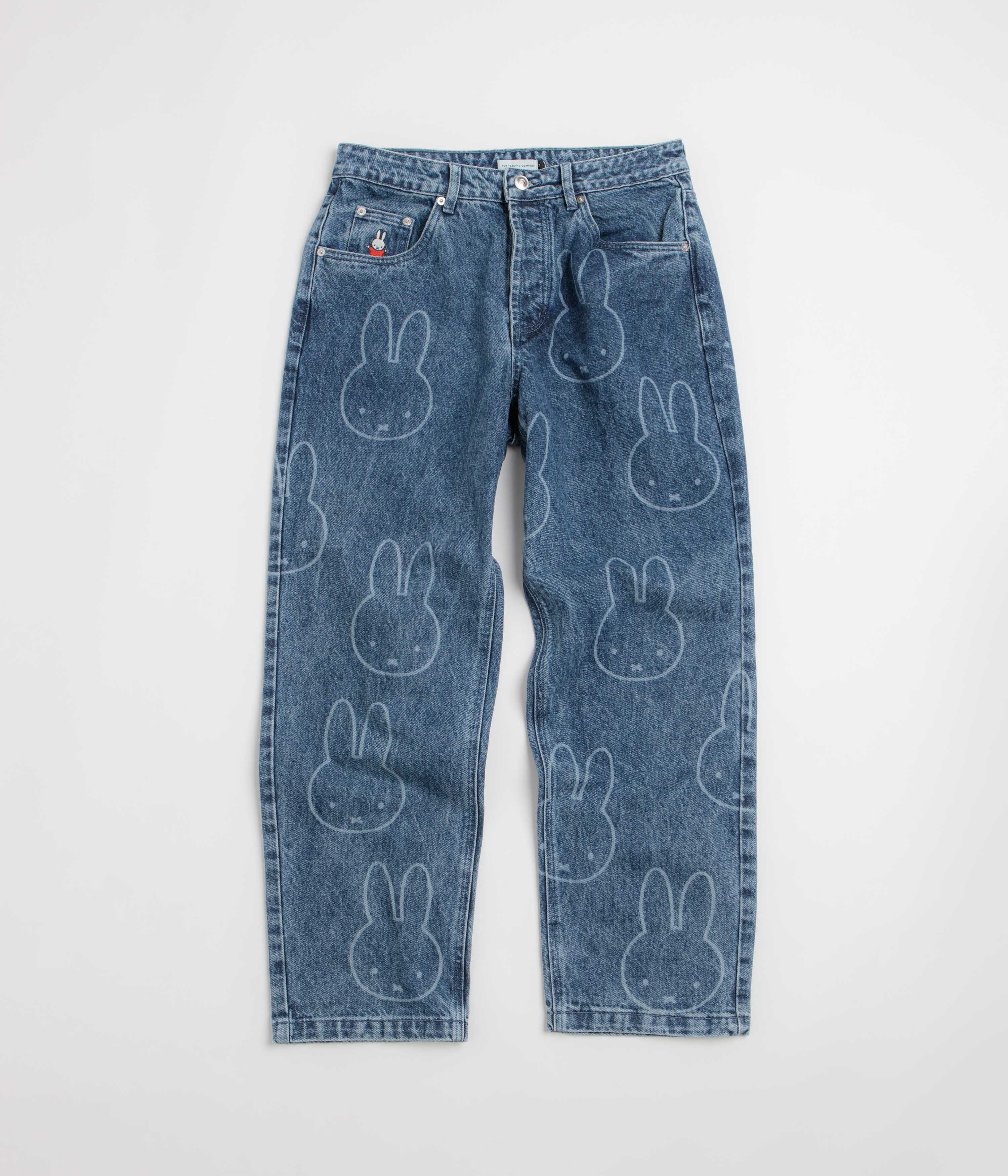 Pop Trading Company x Miffy Pattern DRS Denim Pants - Stonewashed