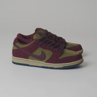 Nike SB Dunk Low Pro Shoes in Dark Team Red and Burgundy Crush and Olive Flak thumbnail
