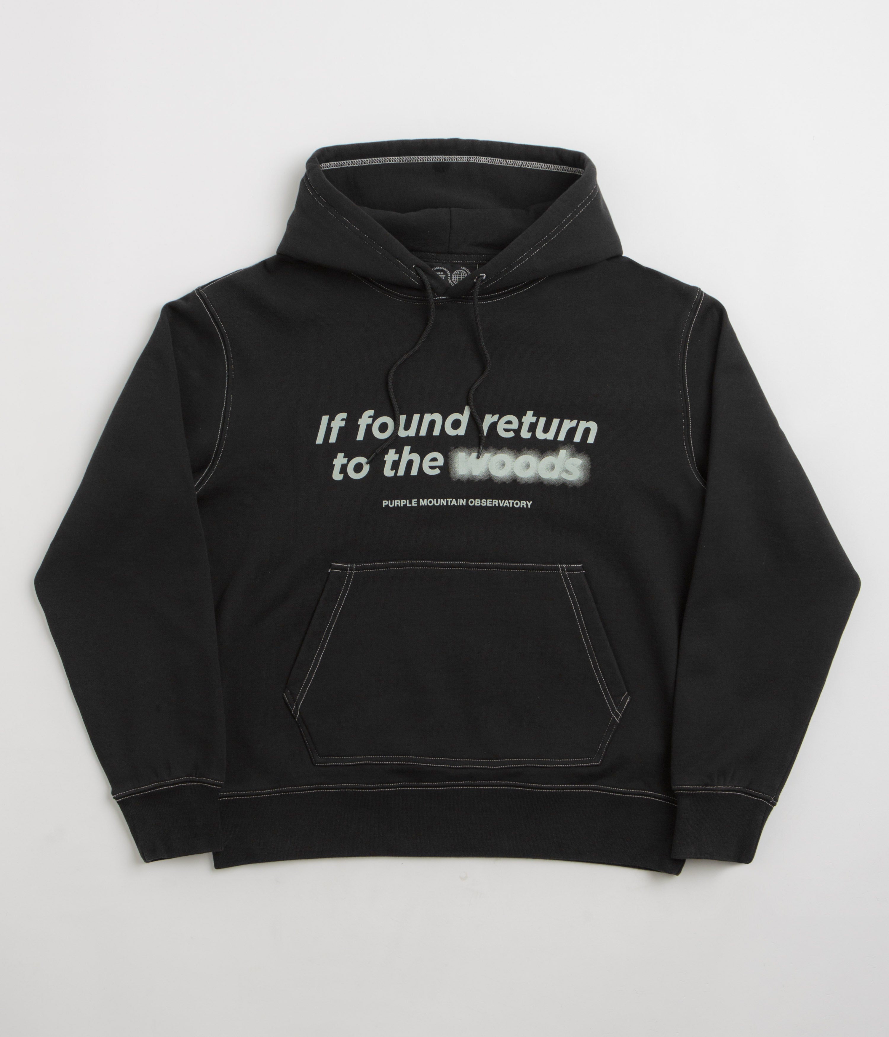 Purple Mountain Observatory Garment Dye Hoodie in Black and Black