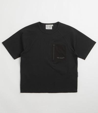 Purple Mountain Observatory Waffle Crew T-Shirt in Black