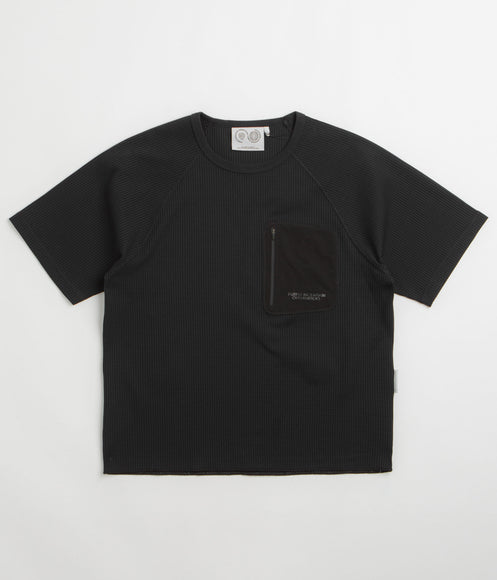 Purple Mountain Observatory Waffle Crew T-Shirt - Black