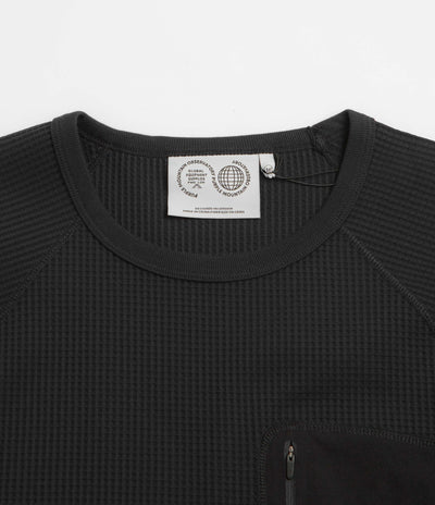 Purple Mountain Observatory Waffle Crew T-Shirt in Black