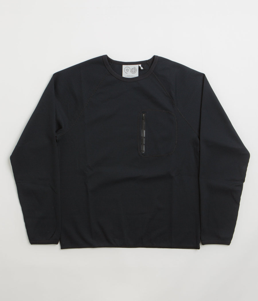 Purple Mountain Observatory Waffle Long Sleeve T-Shirt in Black