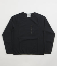 Purple Mountain Observatory Waffle Long Sleeve T-Shirt in Black