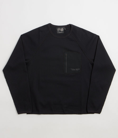 Purple Mountain Observatory Waffle Long Sleeve T-Shirt - Black / Black