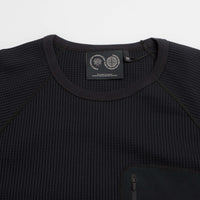 Purple Mountain Observatory Waffle Long Sleeve T-Shirt - Black / Black thumbnail
