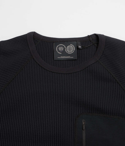 Purple Mountain Observatory Waffle Long Sleeve T-Shirt - Black / Black