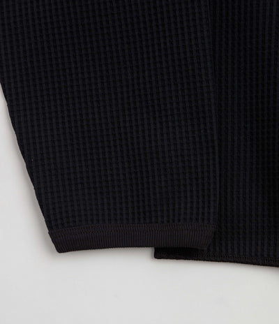 Purple Mountain Observatory Waffle Long Sleeve T-Shirt - Black / Black